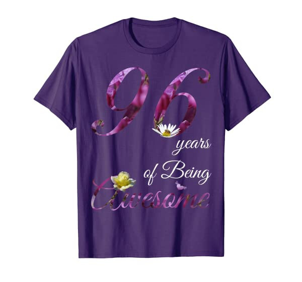 96 Year Old Shirt Awesome Floral 1925 96th Birthday Gift T-Shirt