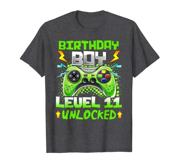 11th Birthday Boy Eleven Years Level 11 Unlocked Video Gamer T-Shirt