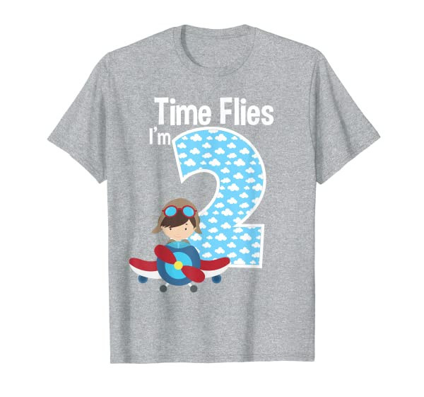 Time Flies Im 2 2nd Birthday Airplane Plane Pilot Flying T-Shirt
