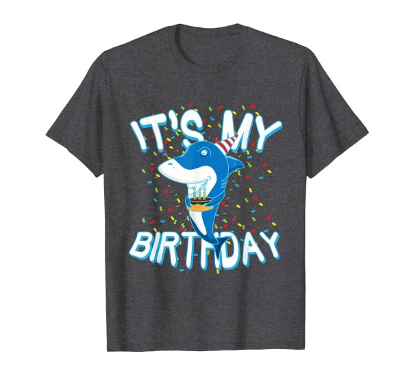 Funny Shark with Cake It is My Birthday T-Shirt