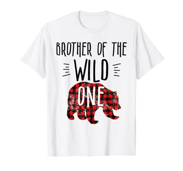 Mens Brother of Wild One 1 Buffalo Plaid Lumberjack 1st Birthday T-Shirt