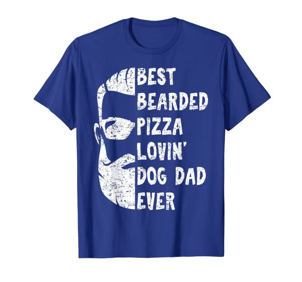 Mens Best Bearded Pizza Loving Dog Dad Ever Tee- Vintage Birthday T-Shirt