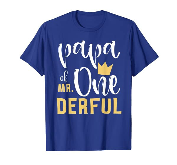 Mens Papa of Mr Onederful 1st Birthday First One-Derful Matching T-Shirt