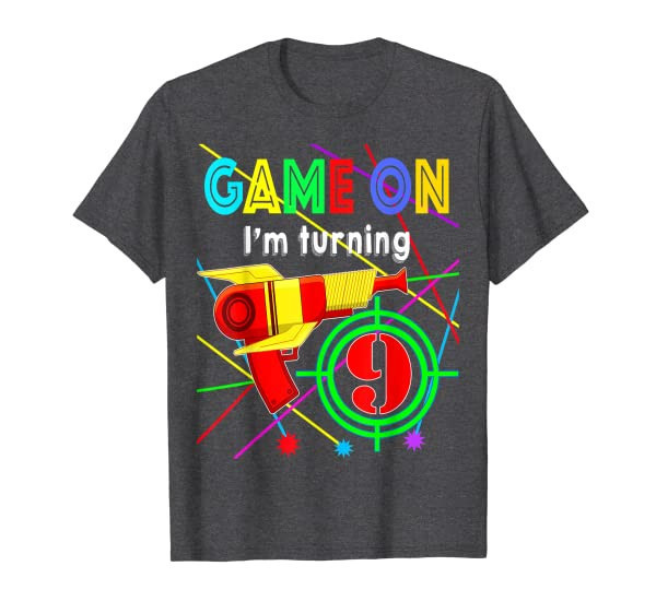 Game On Im Turning 9 years Boy Laser Tag Birthday T-Shirt