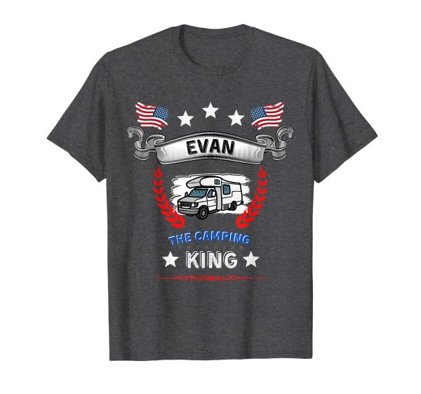 Mens Evan USA Camper Camping RV Hiking Gift Birthday T-Shirt