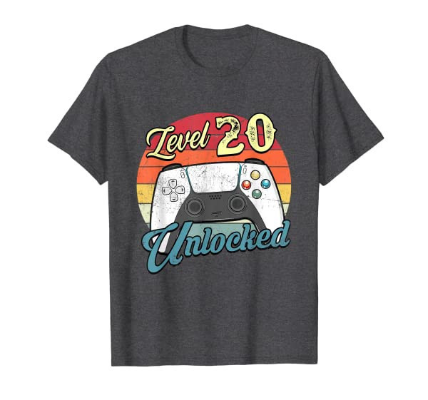 Funny Video Gamer 20th Birthday Decoration Level 20 Unlocked T-Shirt