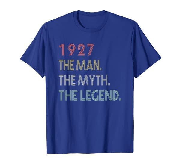 Mens Vintage 1927 Man Myth Legend Birthday Gifts For 93 Years Old T-Shirt