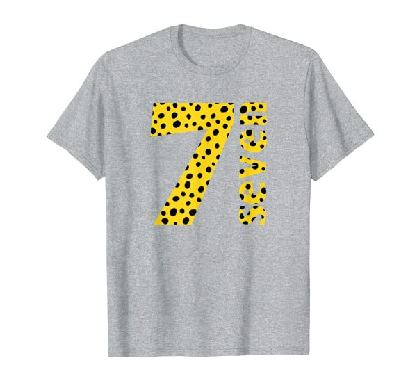 7th Birthday Shirt Gift for 7 Year Old, Seven Cheetah Print T-Shirt