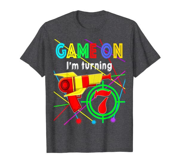 Game On Im Turning 7 years Boy Laser Tag Birthday T-Shirt