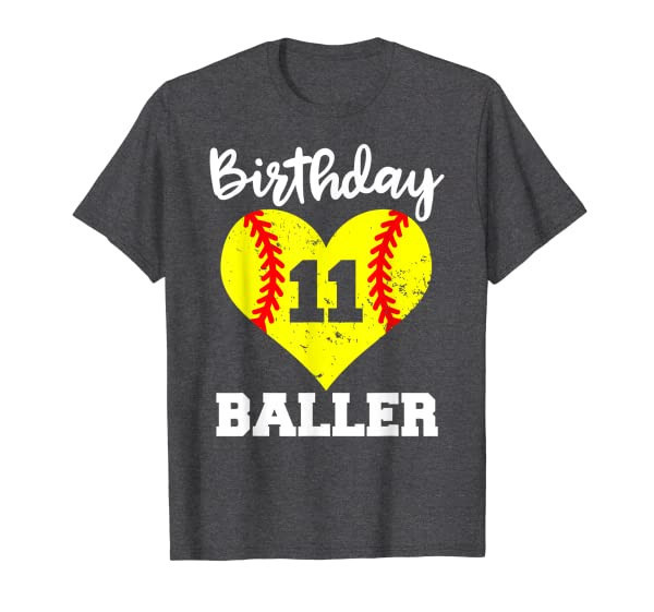 11th Birthday Baller Funny 11 Year Old Softball T-Shirt