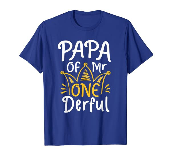 Mens Papa of Mr Onederful 1st Birthday Matching Family T-Shirt