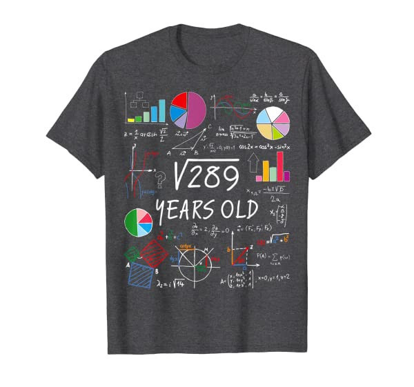 Square Root Of 289 17th Birthday 17 Year Old Gifts Math Nerd T-Shirt