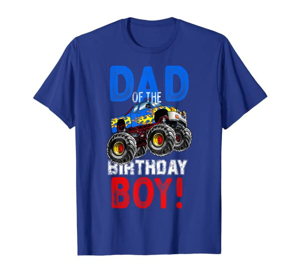 Mens Monster Truck Dad Of The Birthday Boy Gift T-Shirt