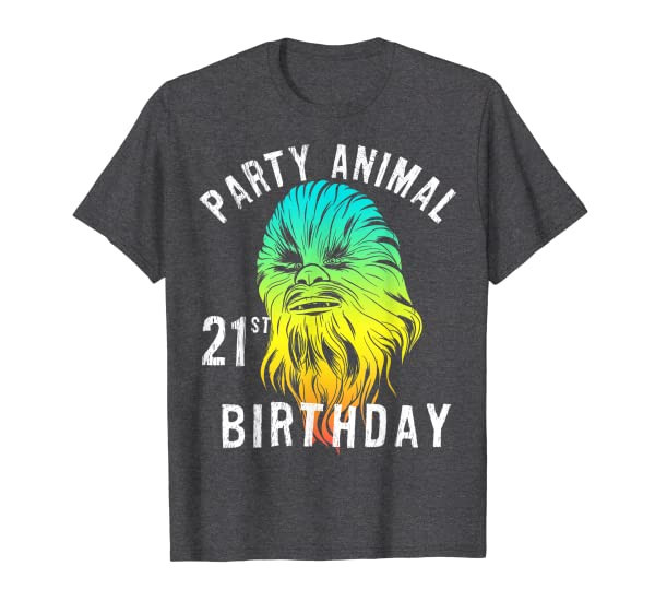 Star Wars Chewie Party Animal 21st Birthday Color Portrait T-Shirt
