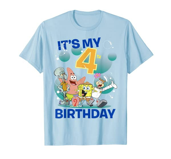 SpongeBob SquarePants Its My 4th Birthday Group Shot T-Shirt