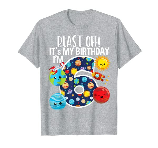 Space Planets Funny Solar Space 6th Birthday Party 6 Yrs Old T-Shirt