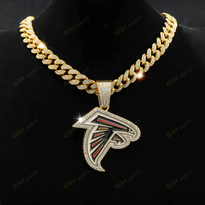 Atlanta Falcons Hip Hop Iced Out Bling Pendant Cuban Chain | Fashion Punk Cool Jewelry