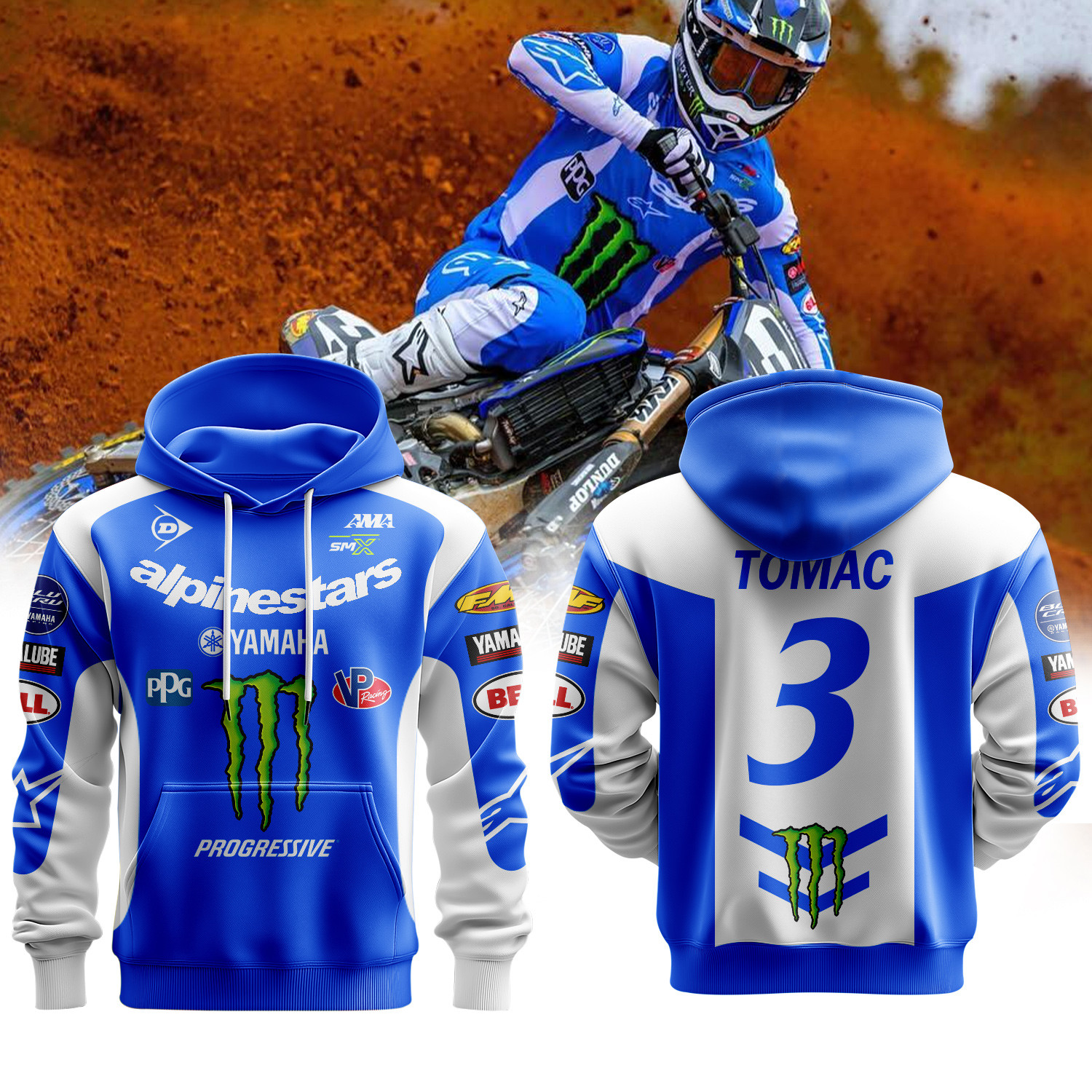 Monster Energy Yamaha Star Racing | Eli Tomac Premium Hoodie ...