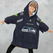 Personalized Seattle Seahawks Oodie, Flanket, Blanket Hoodie, Snuggie
