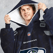 Personalized Seattle Seahawks Oodie, Flanket, Blanket Hoodie, Snuggie