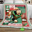 Personalized South Sydney Rabbitohs Mascot Quilt Blanket