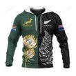 Personalized South Africa Protea and New Zealand Fern Hoodie Rugby Go Springboks vs All Black