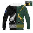 Personalized South Africa Protea and New Zealand Fern Hoodie Rugby Go Springboks vs All Black
