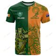 Custom Australia And Ireland Rugby T Shirt 2023 World Cup Walllabies With Shamrocks