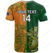 Custom Australia And Ireland Rugby T Shirt 2023 World Cup Walllabies With Shamrocks