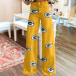 Green Bay Packers Logo Print Wide Leg Jeans | Fan Fashion Statement