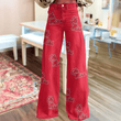 Ole Miss Rebels Logo Print Wide Leg Jeans | Fan Fashion Statement