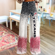 Houston Texans Logo Print Wide Leg Jeans Gradient Sparkle | Fan Fashion Statement