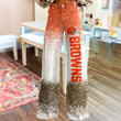 Cleveland Browns Logo Print Wide Leg Jeans Gradient Sparkle | Fan Fashion Statement