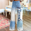 Tennessee Titans Logo Print Wide Leg Jeans Gradient Sparkle | Fan Fashion Statement