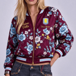 Aston Villa EPL Women's Floral Print Casual Zip Up Jacket Personalized Name