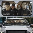 New Orleans Saints Horror Movie Car Sunshade | NFL Halloween Windshield Cover Funny Car Sunshade Limited Edition