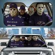 Baltimore Ravens Horror Movie Car Sunshade | NFL Halloween Windshield Cover Funny Car Sunshade Limited Edition