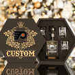 Personalized Philadelphia Flyers Decanter Set Wooden Box Custom Gift