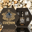 Personalized Vancouver Canucks Decanter Set Wooden Box Custom Gift