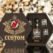 Personalized New Jersey Devils Decanter Set Wooden Box Custom Gift
