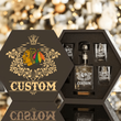 Personalized Chicago Blackhawks Decanter Set Wooden Box Custom Gift