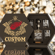 Personalized Detroit Red Wings Decanter Set Wooden Box Custom Gift