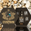 Personalized San Jose Sharks Decanter Set Wooden Box Custom Gift