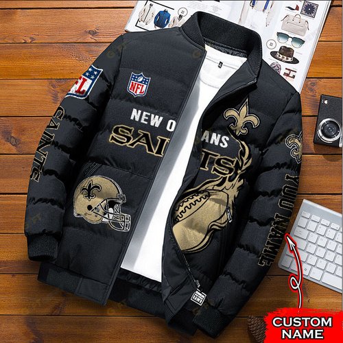 New Orleans Saints Custom Name Down Jacket Shirt