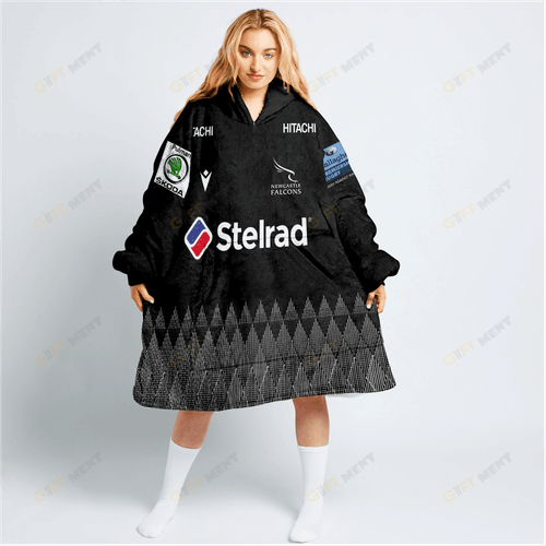 PREMIERSHIP RUGBY NEWCASTLE FALCONS 2022/23 HOME KIT Oodie, Flanket, Blanket Hoodie, Snuggie