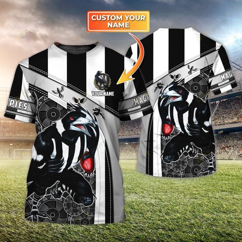 Magpies Personalized Name 3D All Over Print TShirt Hoodie