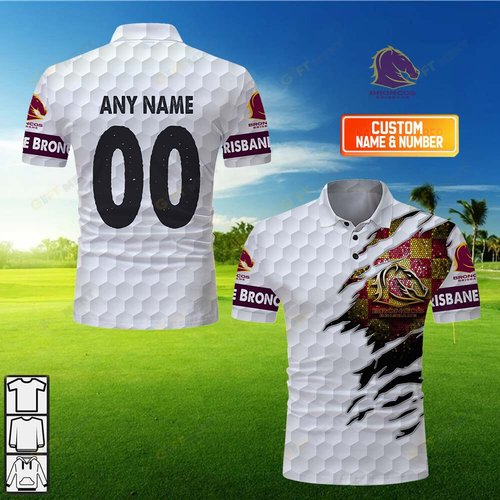 Personalized Golf x NRL Brisbane Broncos Polo Shirt
