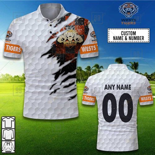 Personalized NRL Wests Tigers x Golf Polo Shirt