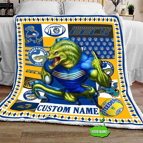 Personalized Parramatta Eels Mascot Quilt Blanket NRL