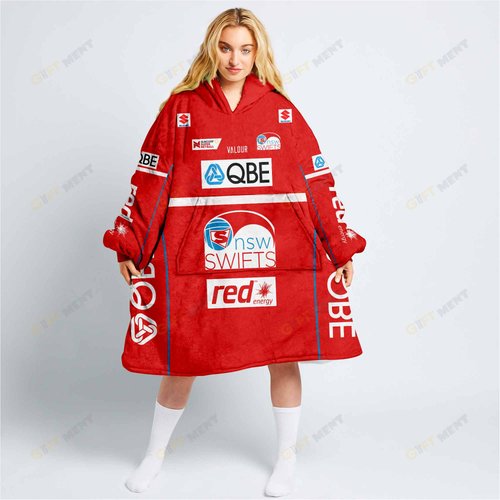 Personalized Netball New South Wales Swifts Oodie, Flanket, Blanket Hoodie, Snuggie | CoolGift99